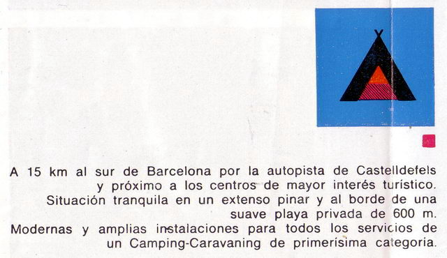 Descripci�n del camping Albatros de Gav� Mar en un folleto publicitario del a�o 1966